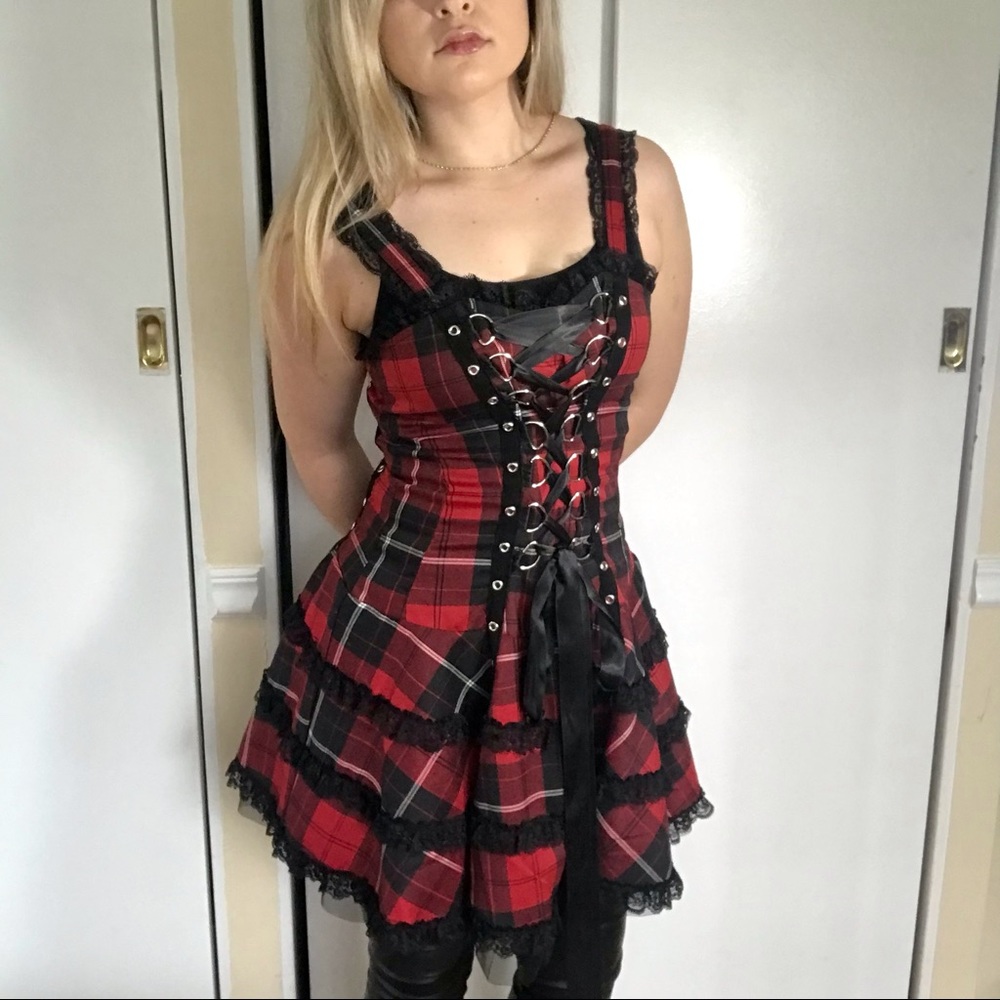 Hell Bunny plaid goth dress